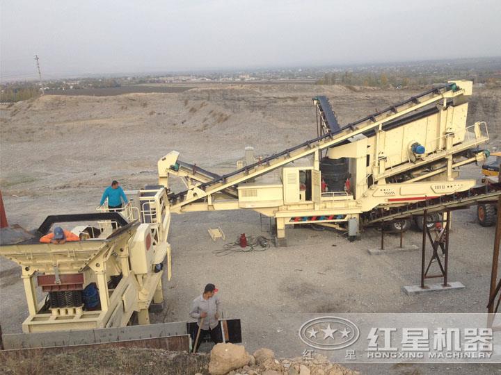 時產200方全自動碎石機生產現場，出料均勻，粒形好看
