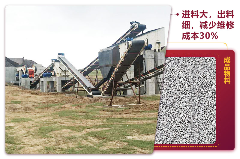 時產100噸花崗巖生產現場，投資少，反擊制砂石粉少